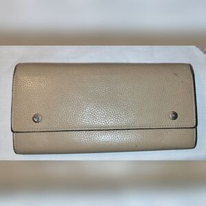 Auth Celine Lg Flap Continental Long Double Snap Trifold Wallet Grained Calfskin